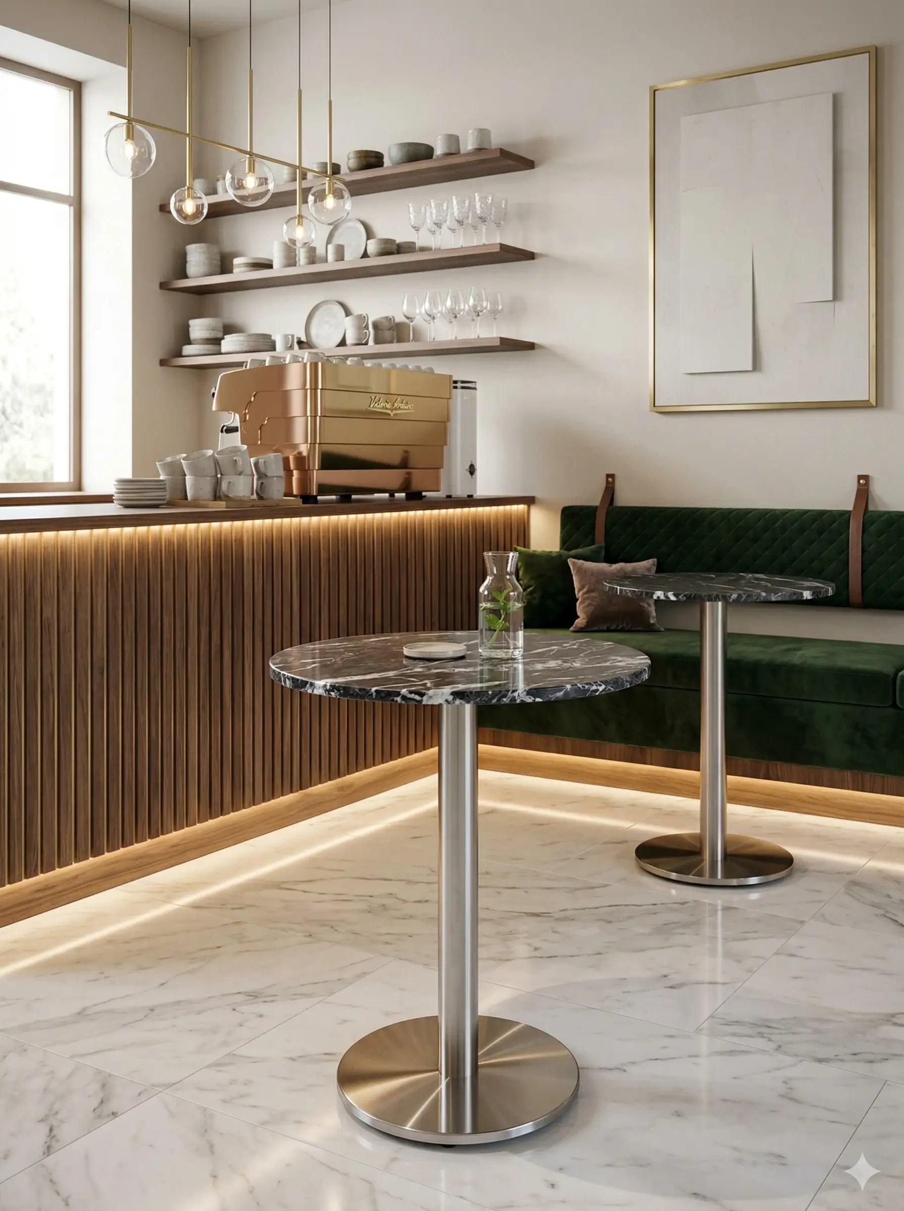Kafe Paslanmaz Tabanlı Krom Masa Ayağı E2128